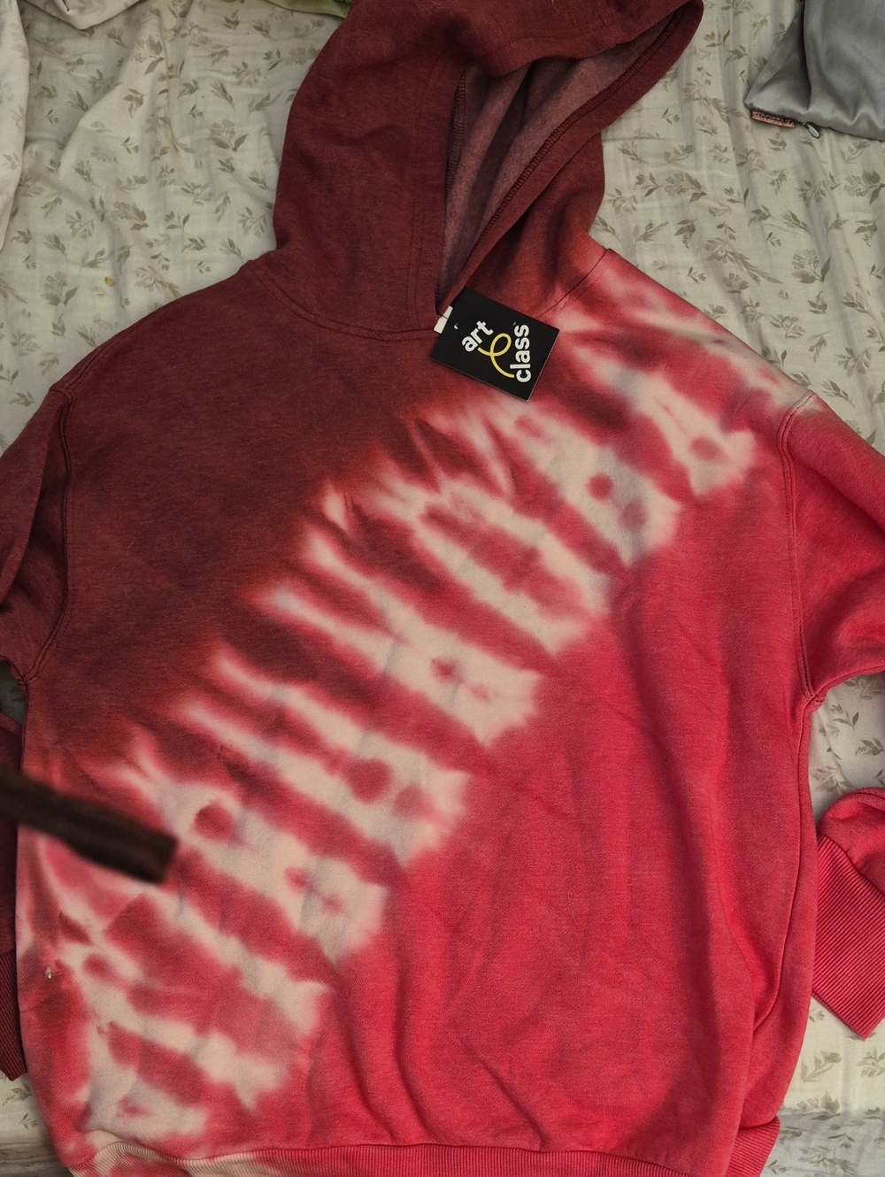 art class Red and White Diagonal Tie-Dye Hoodie